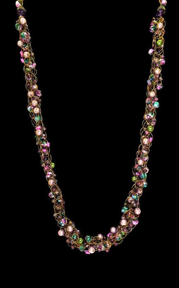 French knit necklace and earrings