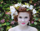 Peony Woodland Floral Crown, Floral Wedding Crown, Blush Peony Floral Crown, Bohemian Floral Crown - Bbridal