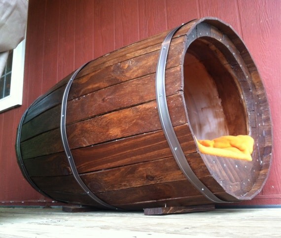 Items similar to Wooden Wine Barrel Dog House, Big and Durable, Useful