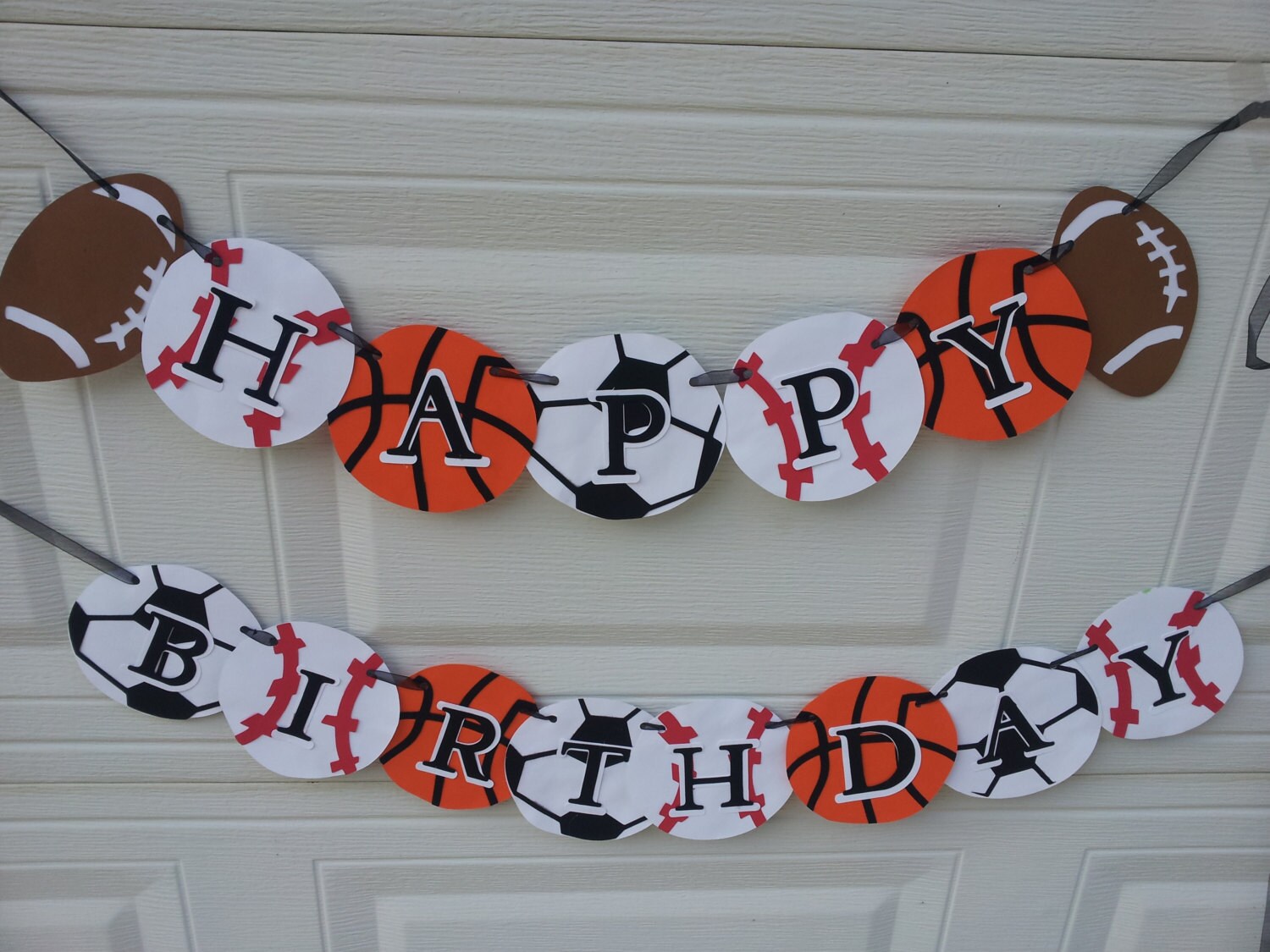 sports birthday banner football, baseball, soccer, basketball