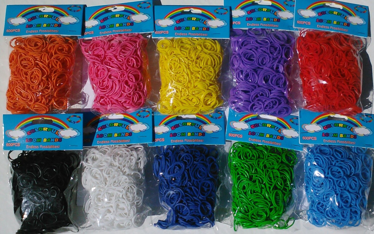 Items similar to FREE SHIPPING Rainbow loom rubber band refill bands 600 CT Solid Colors Get