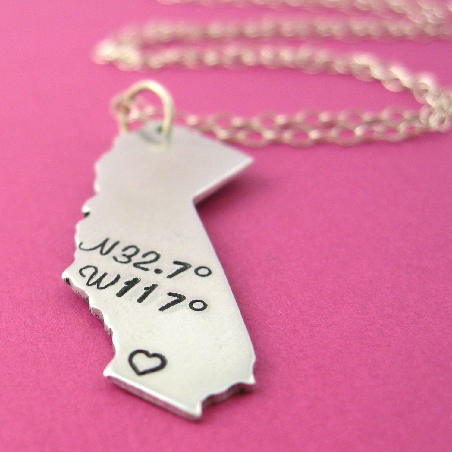 Personalized State Necklace Latitude and Longitude Coordinates Necklace - Custom State Necklace