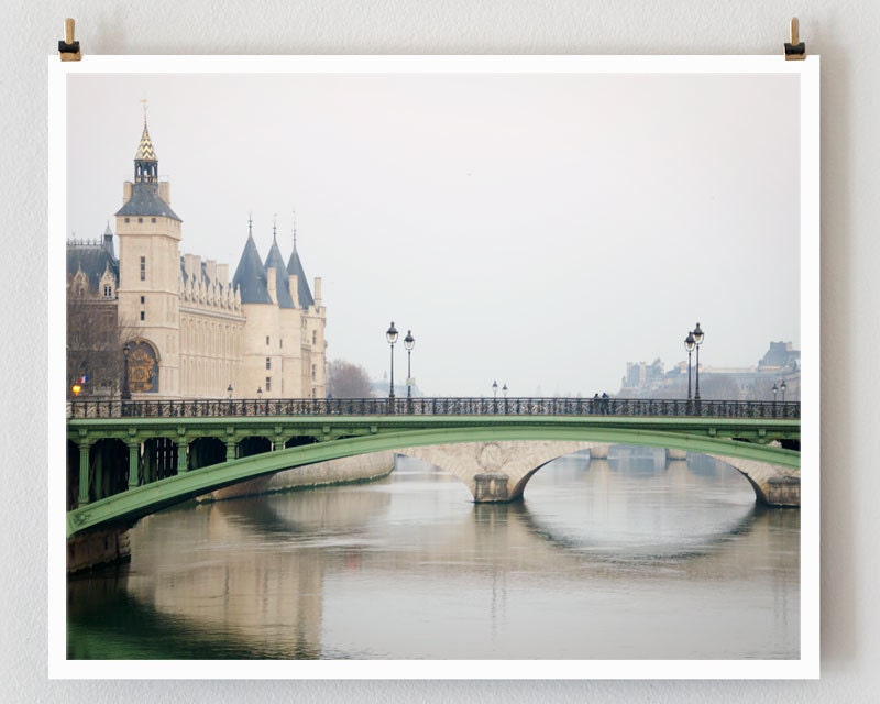 Paris Photography, "Conciergerie" Paris Bridge Photo, Green Large Wall Art - TheParisPrintShop Paris Photography, "Conciergerie" Paris Bridge Photo, Green Large Wall Art - TheParisPrintShop