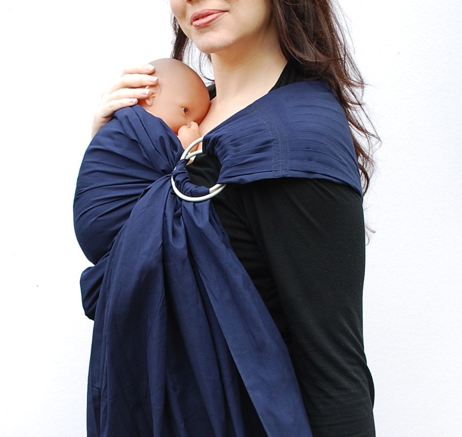 Ring Sling Baby Carrier Baby Basics Navy Blue Superwide - READY TO SHIP in Standard length