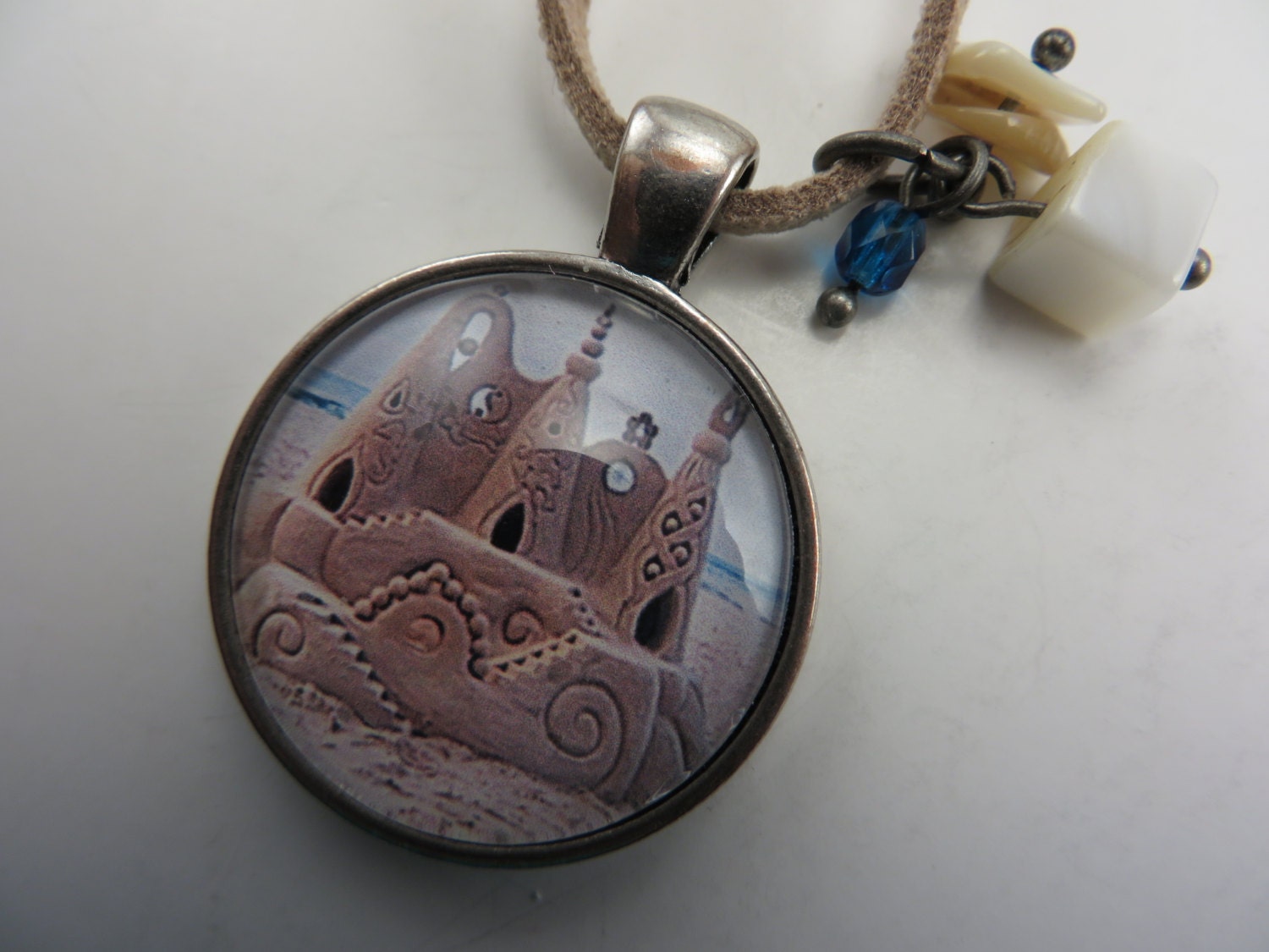 Fantasy Sandcastle Beach Shells Boho Pendant Necklace - JewelryJustForPretty