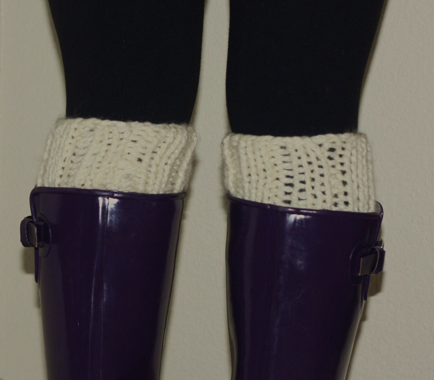 Items similar to Chunky Knit Boot Sock Cuffs Cream White on Etsy