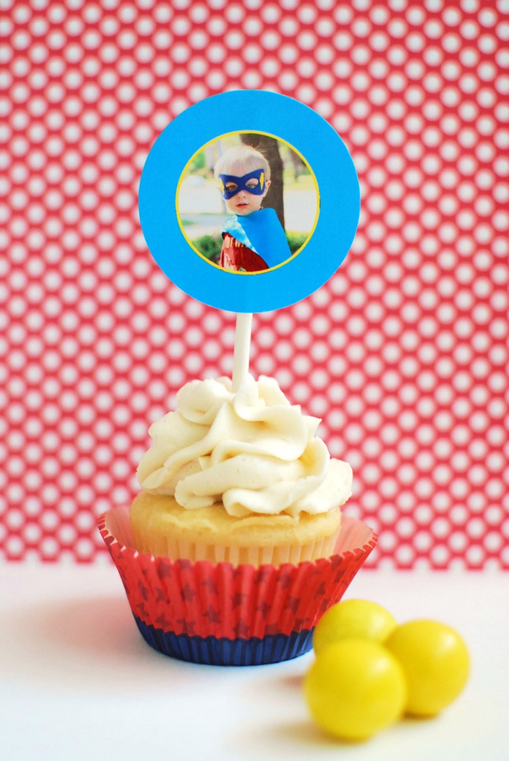 Printable Photo Party Circle Custom DIY Cupcake Topper Tag - Choose Colors by anna and blue paperie Il_570xn