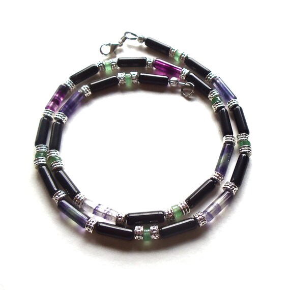 Multi Gemstone Beaded Necklace for Men Cool Jewelry by Dragonpop