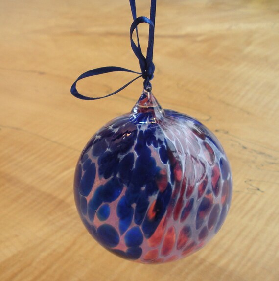 hand blown glass ornament cobalt blue and ruby pink by hand blown glass ornament cobalt blue and ruby pink by