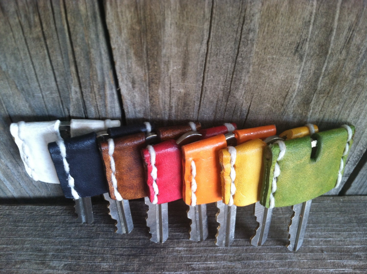 HANDMADE LEATHER Key Cap Key Cover Key Topper FREE Monogram Hand Stitched