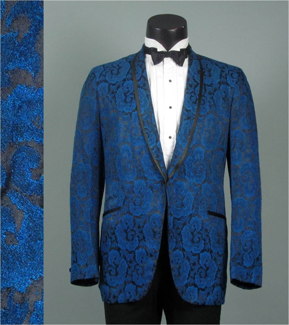 Mens Vintage Tuxedo Jacket 1960s PEACOCK BLUE by jauntyrooster