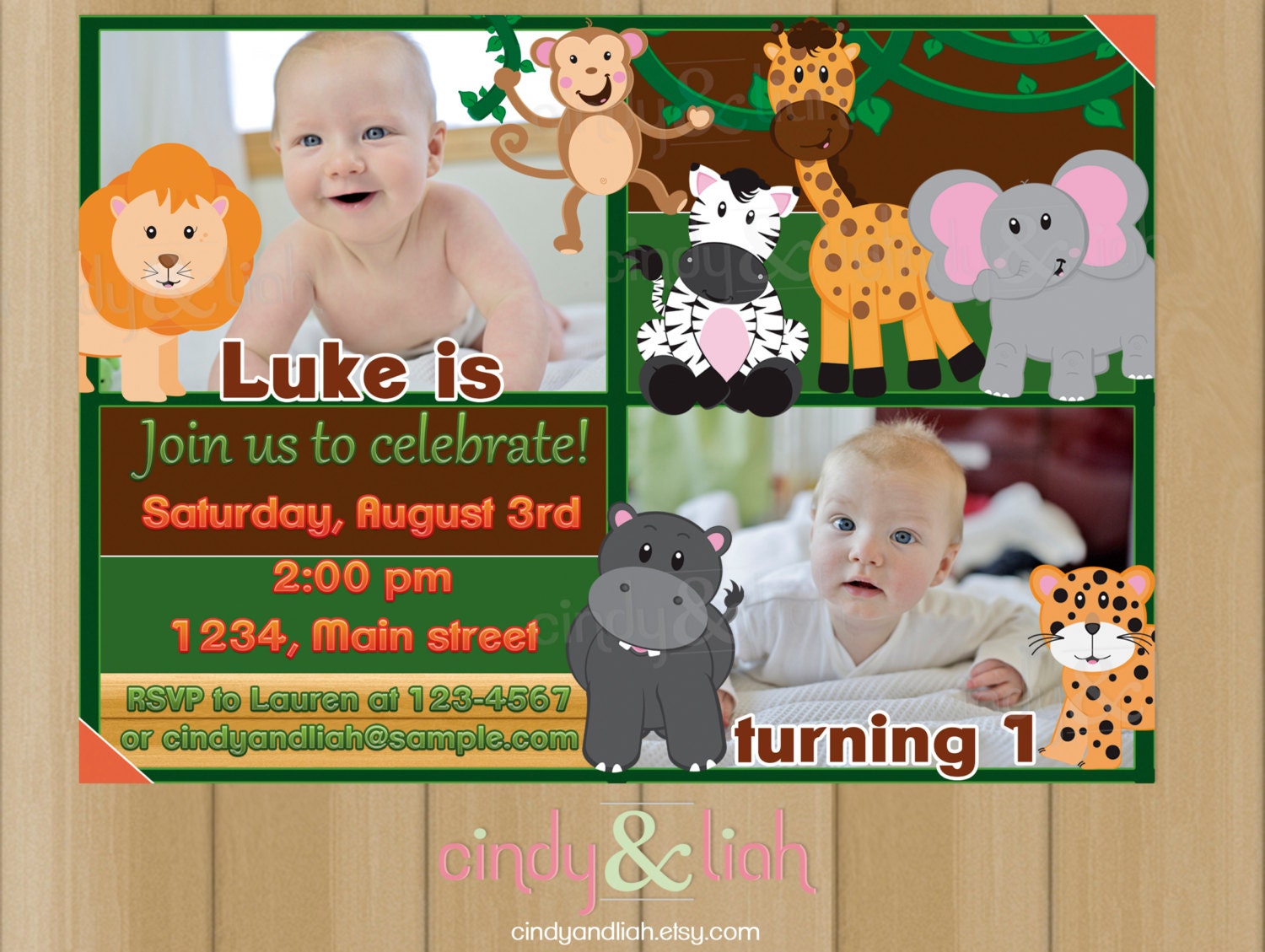 Jungle Invitation, Address Labels, and Envelope Seal Set - Party Printables Il_570xn