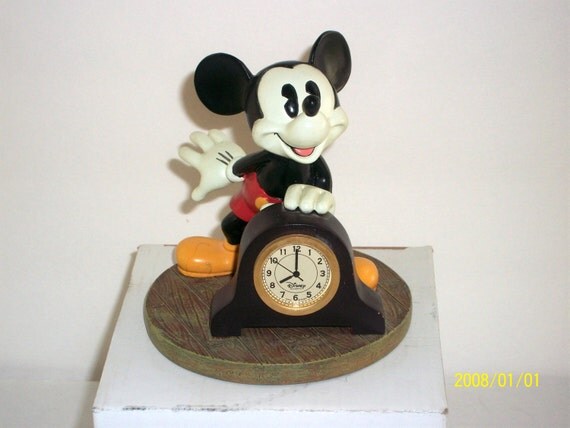 Vintage Mickey Mouse Figurine Clock Walt by UnusualFindsnDesigns