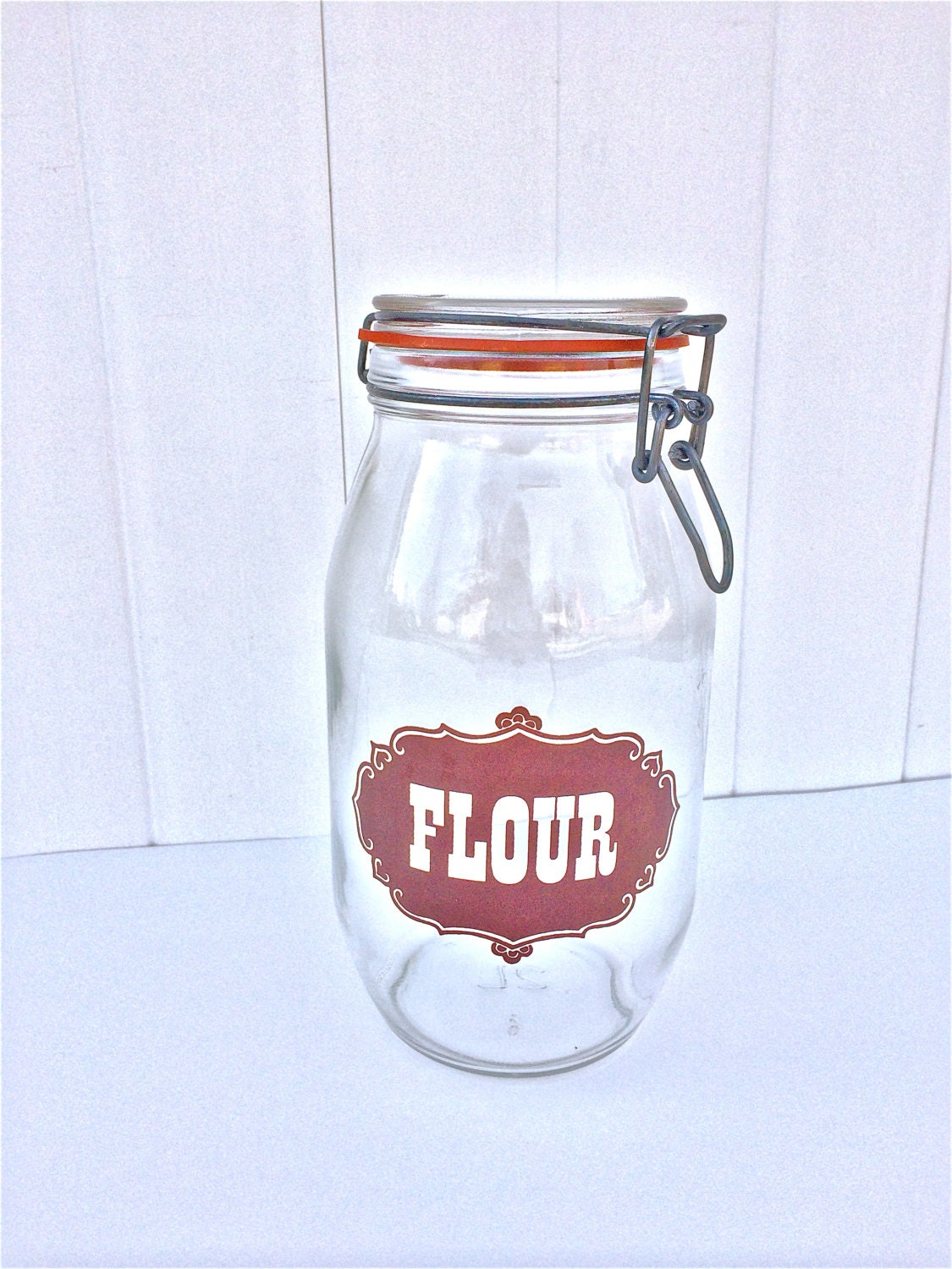 Vintage Glass Flour Jar Jug Canister 2 by EagleWingVintage