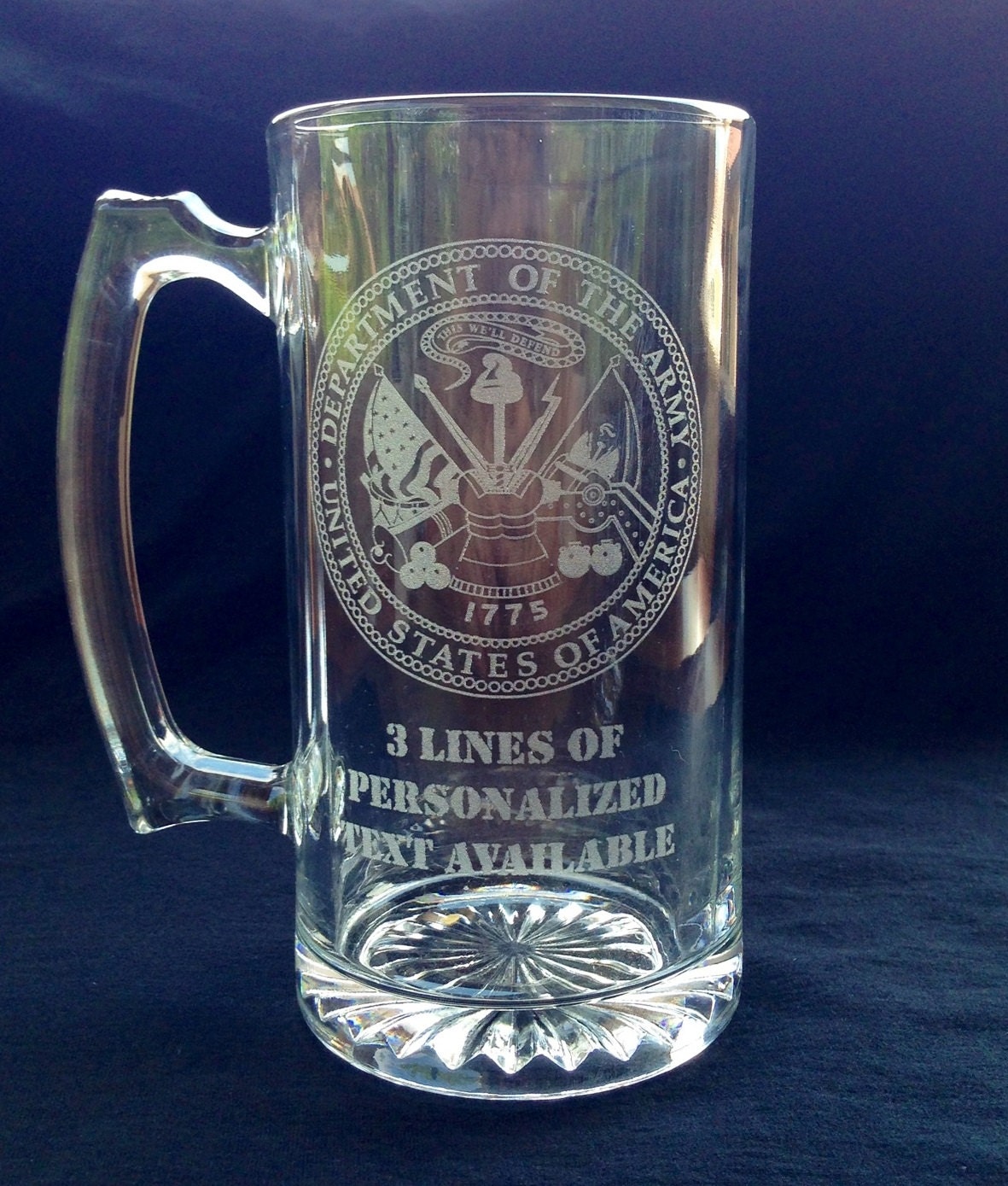 Military Glass Mug Personalized Laser Etched by TreasuredPiecesCo