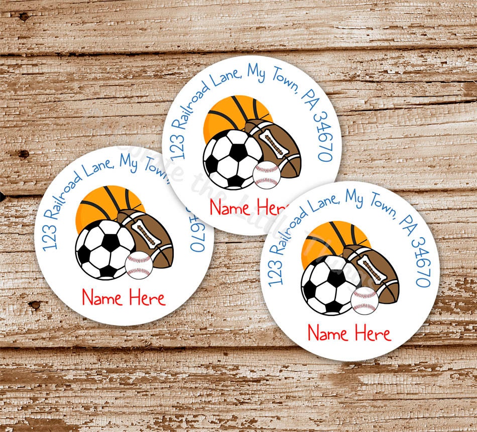 Set of 20 / All Star Return Address Labels / Sports Il_570xn