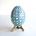Blue Pysanka, batik egg on chicken egg shell, Ukrainian Easter egg, hand painted egg