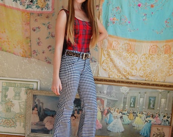 checkered bell bottom pants