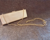 Gold Metal Clutch.  Gold Chain. Formal Clutch. Holiday Party. Holiday Accessory. - VintageBlueSky
