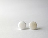 White post earrings- Summer jewelry- Round stud earrings- Preppy jewellery