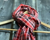 Rustic Red Plaid Flannel Infinity Scarf - TheRoadLessTraveled