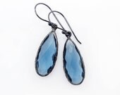 blue dangle earrings briolette earrings drop earrings gemstone earrings September birthstone indigo blue dangle earrings - SharonClancyDesigns