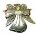 Vintage JJ Angel Brooch Pin Silver Metal Red and Green Enamel