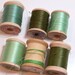 Vintage Green Thread on Wooden Spools set of 6/ Craft Supplies