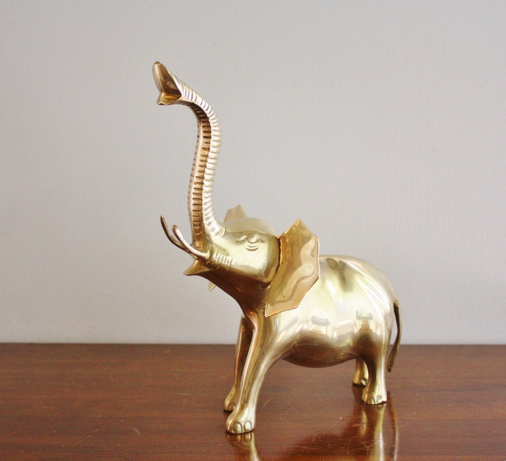 Large vintage brass elephant by highstreetmarket on Etsy