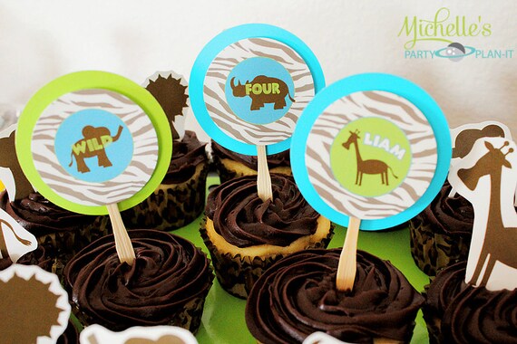 Set of 12 Safari Wild Kingdom Cupcake Toppers Il_570xn