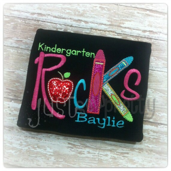 Kindergarten Rocks Embroidery Applique Design by justsewpretty