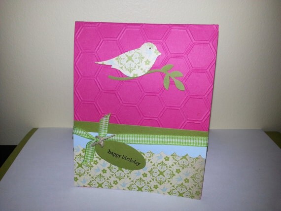 Bird Birthday card Handmade Greeting card Il_570xn