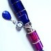 Blue Flower Lampwork, Sterling Silver, Lapis PV, Vape, Tank Charm