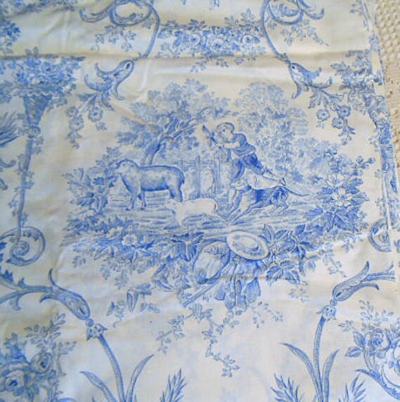 Pastoral BLUE TOILE FABRIC Light Cotton by BlackberryPrairie