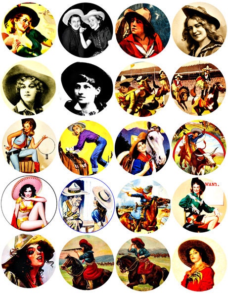 Vintage Cowgirl Pin Up Girls Clip Art By Digitalgraphicsshop