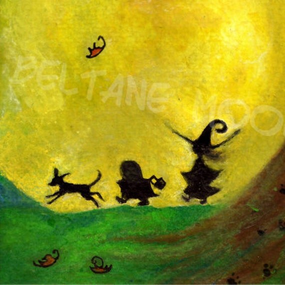 Halloween Decor, Watercolor Original, Trick or Treat, Witch Hat