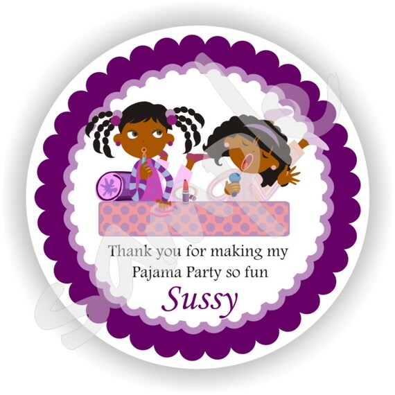 Pajama Party Theme - 40 Thank You 2 inch circle Stickers - Favor Tag - Baby Shower - Envelope Seal - Address Label - Personalized Il_570xn