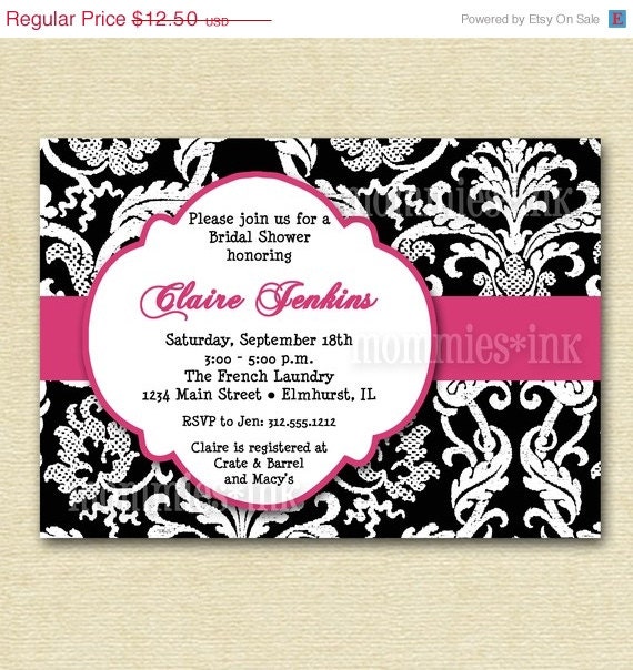 HOLIDAY SALE 10% off Mod Damask Baby or Bridal Shower Invitation - Pick Your Colors - PRINTABLE Invitation Design Il_570xn