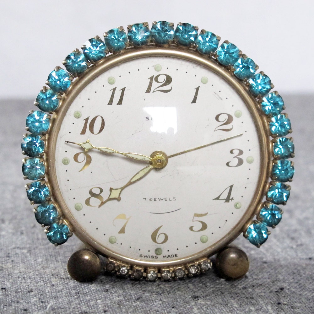 Alarm Clock Swiss Movement 7 Jewel Semca Winding 1940s by nickhaus