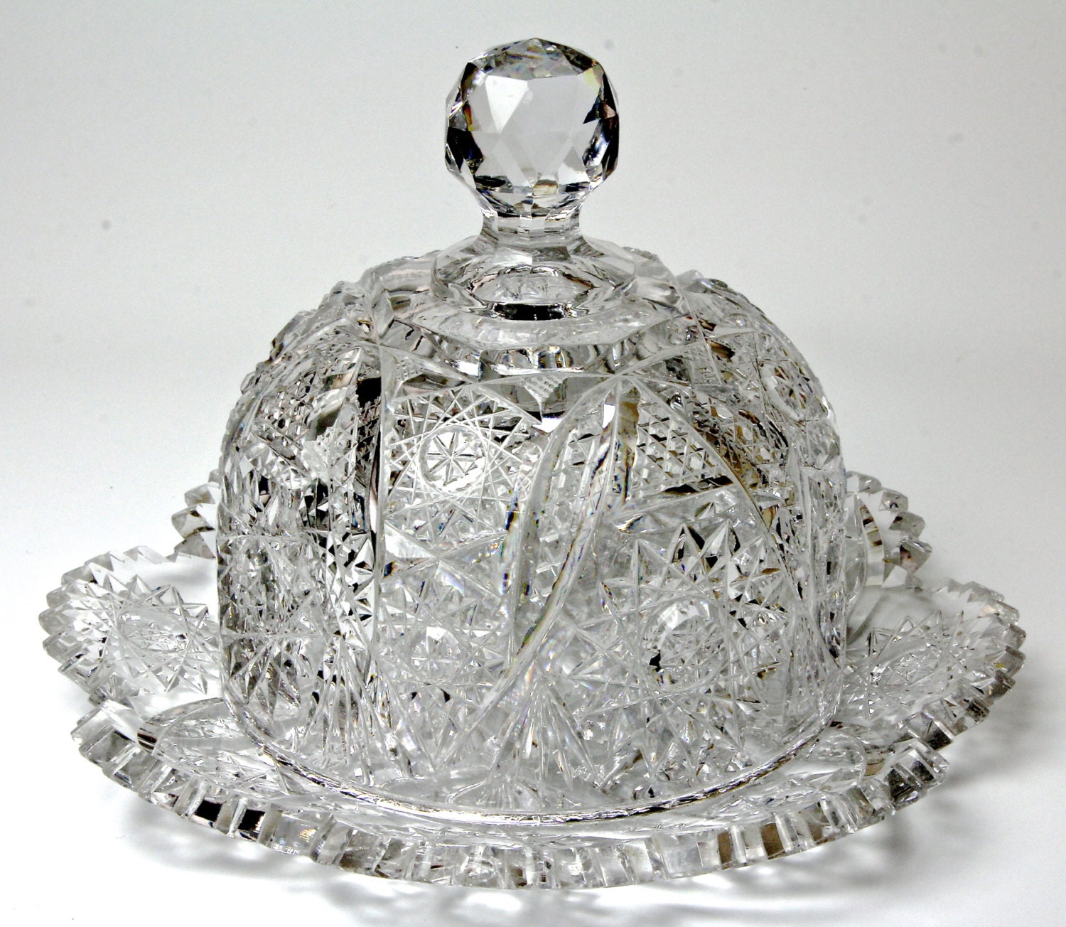 Stunning Cut Glass Covered Butter Dish by Vintage4Vintage on Etsy