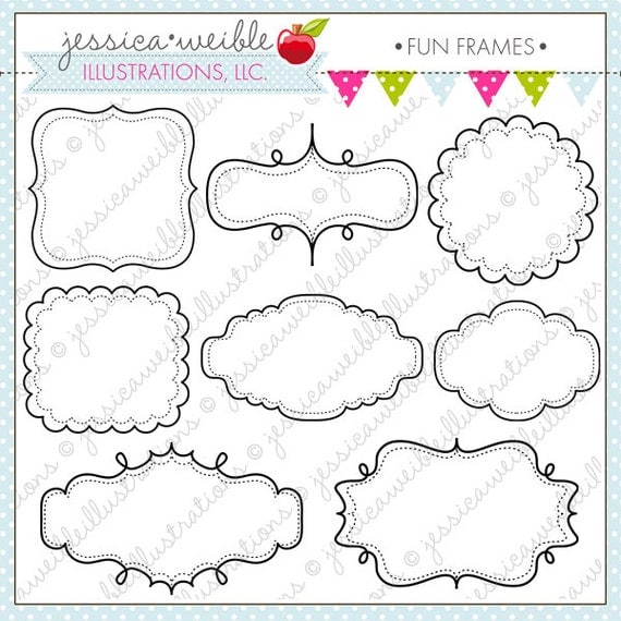 Fun Frames - Cute Frame Clipart - Commercial Use OK - Digital Frames - Journaling Block - Frames Clipart Il_570xn