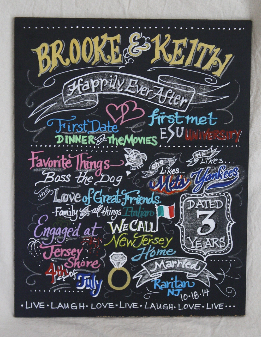 Chalkboard Art Sign Engagement Sign in Color by watermelonstand
