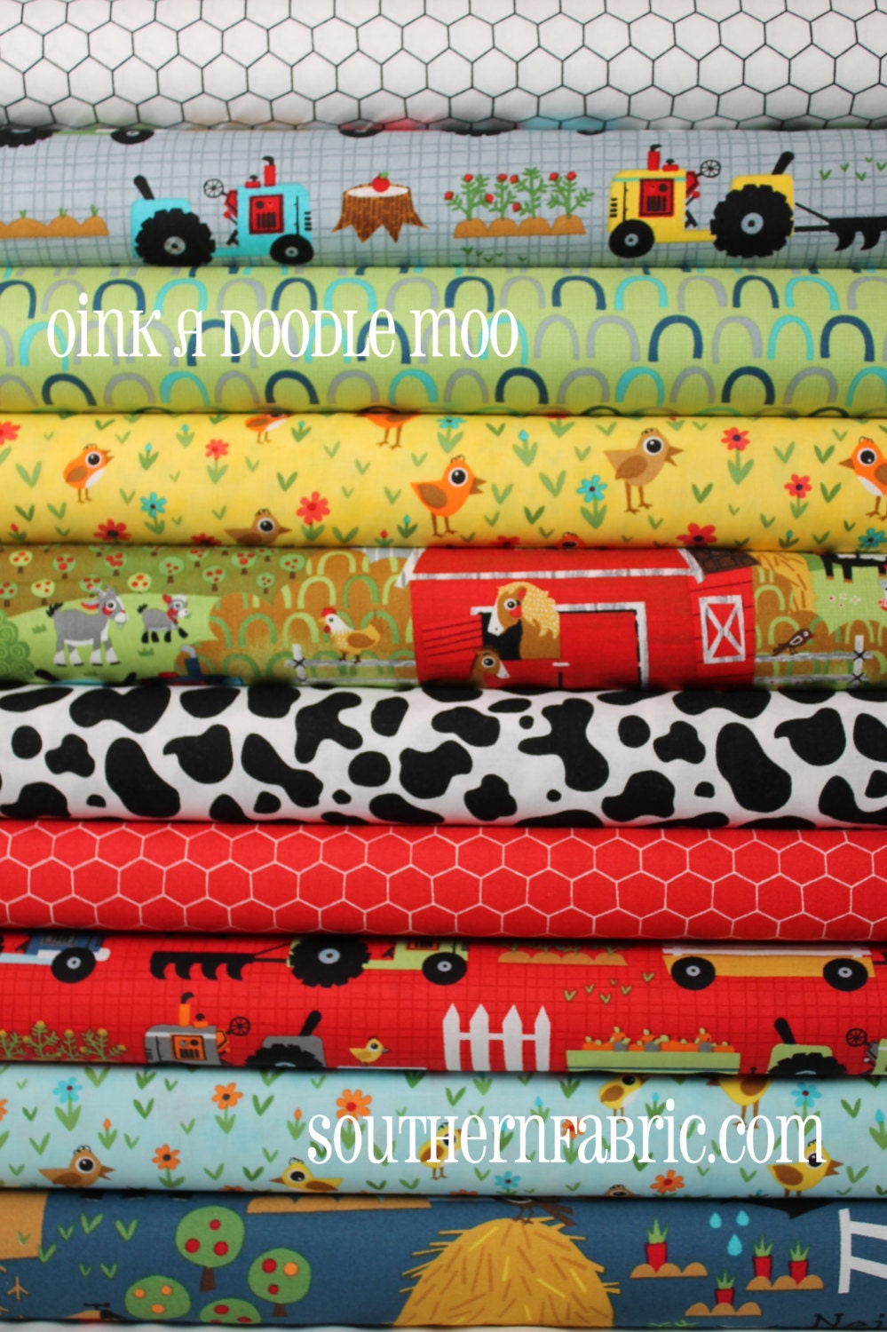 Oink a Doodle Moo Scraps-- Scrap Bag Remnants Quilt Fabric