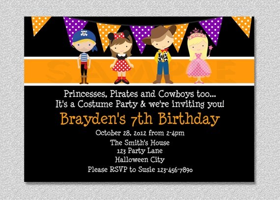 Halloween Costume Birthday Invitation Halloween Costume Party Invitation Boy Girl Prinatable Il_570xn