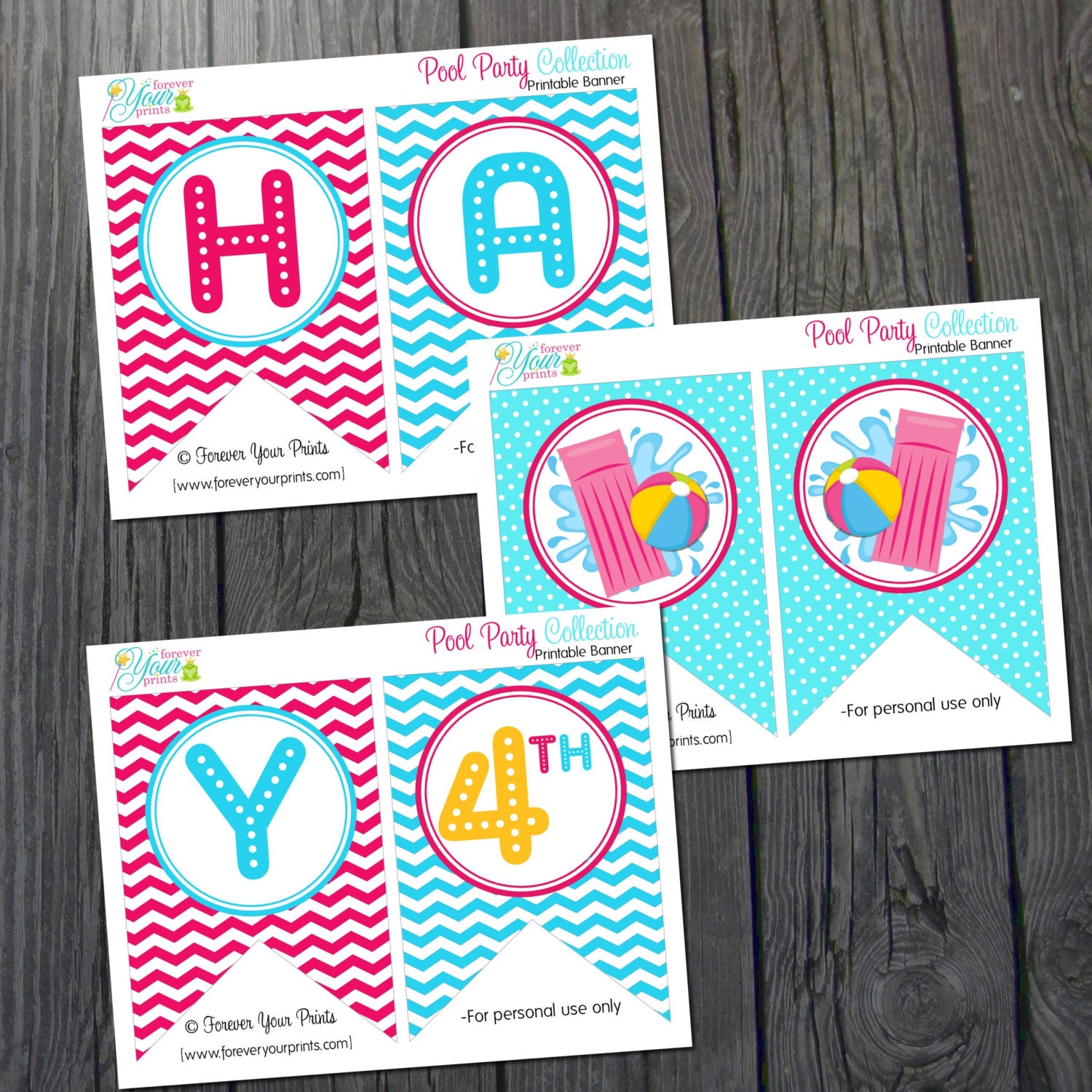 Printable Pool Party Birthday Banner - You Print - Digital File Il_570xn