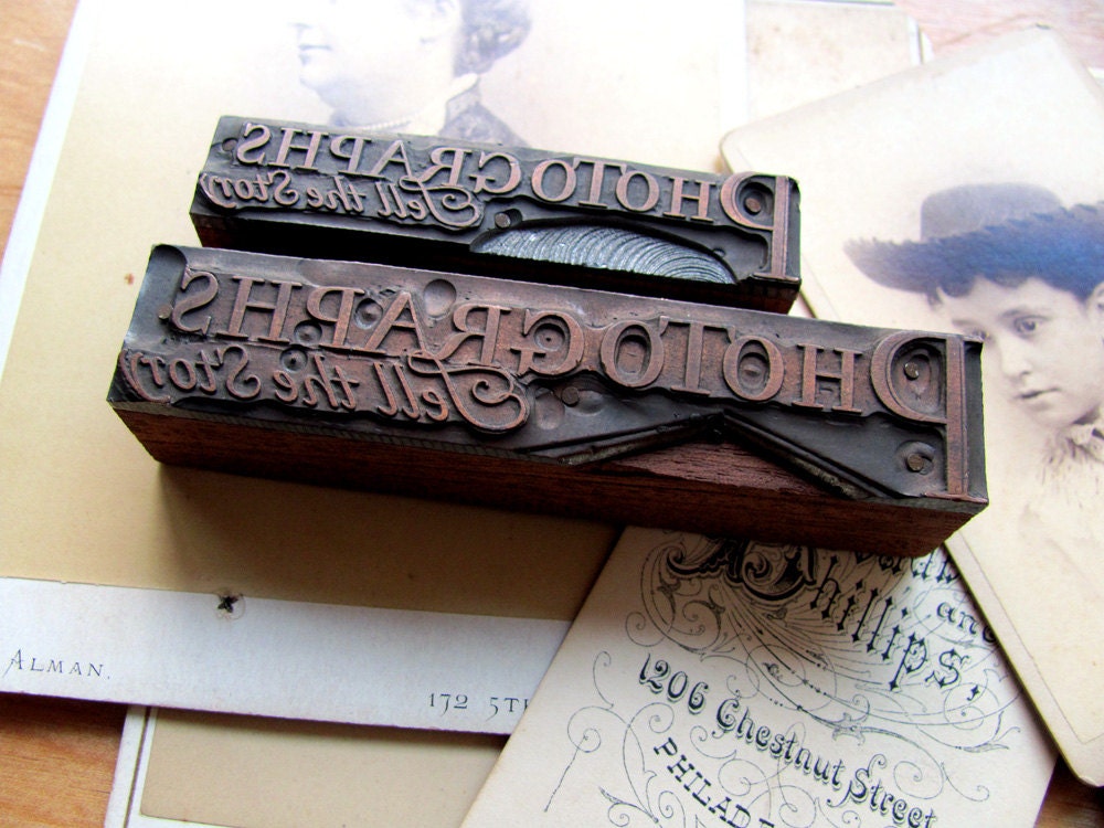 Vintage Letterpress Printers Block Printing Stamp Photographs Pictures Collectibles Story Scrapbooking Altered Art Advertising Graphics Wood - HilltopTimes