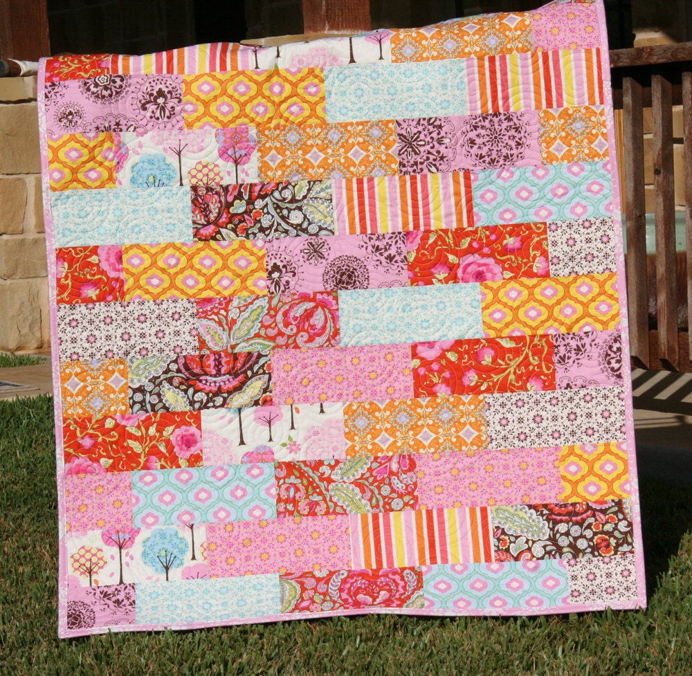 Tangerine Baby Girl Quilt Pretty Little by SunnysideDesigns2