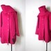Reserved for vanessa--1970s Korean Barbie Doll Pink Wool Coat with Attached shawl and mink Fringe Tips Sz M