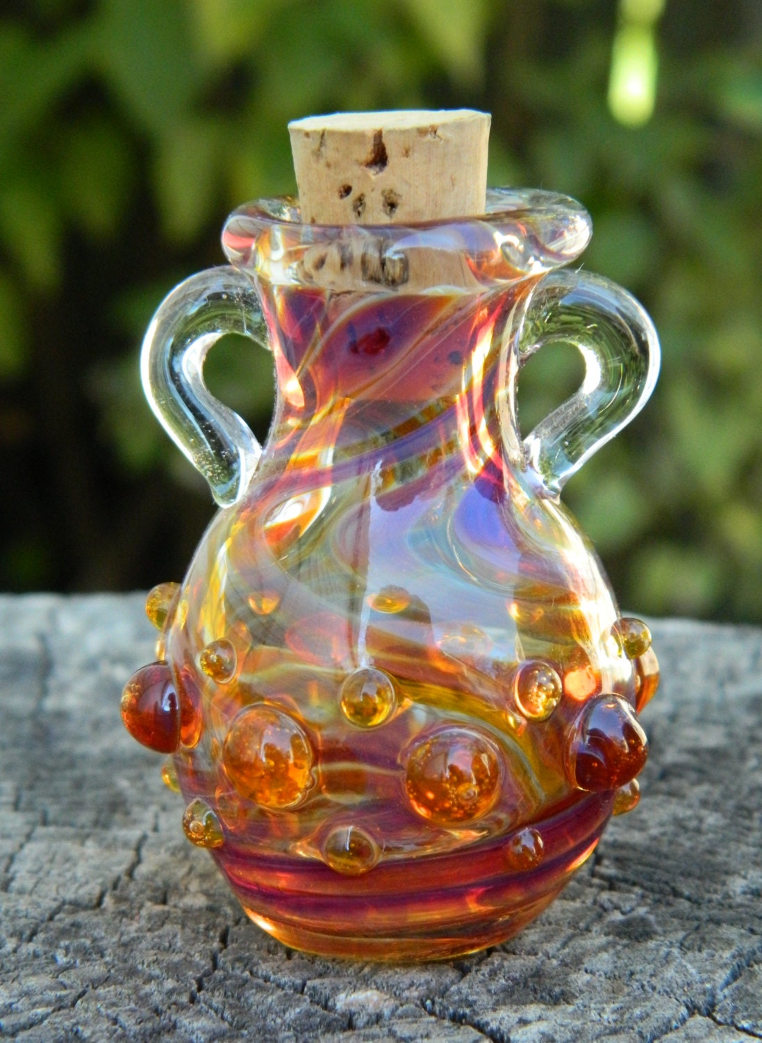 Hand Blown Amber Purple Stash Jar by amyneonlady on Etsy