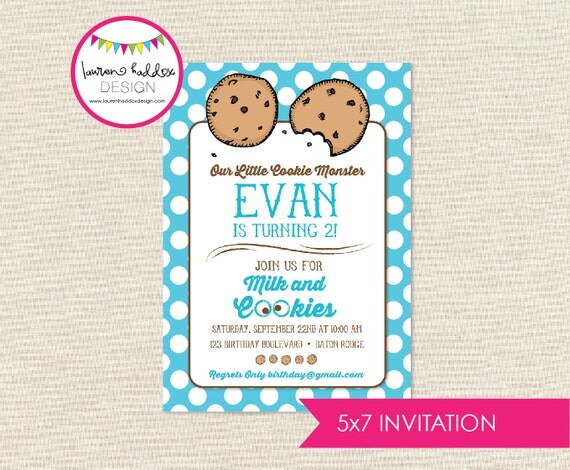 DIY, Cookie-Monster-Inspired Cookies and Milk INVITATION ONLY Il_570xn